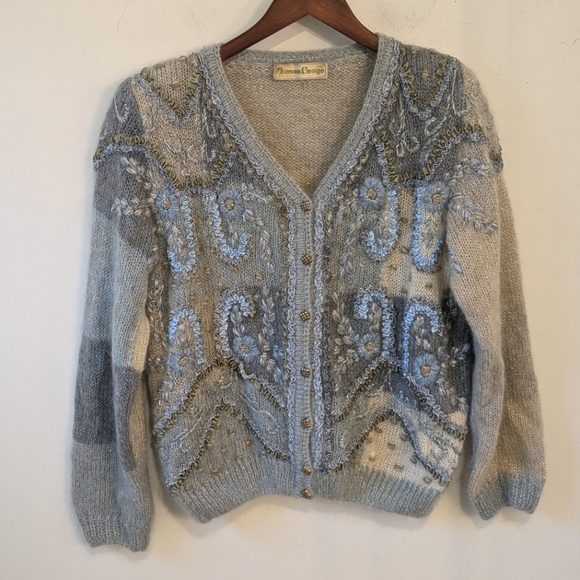 Vintage Maison Rouge Hand Made in Italy Wool Cardigan Sweater Frilly Artsy L? - Picture 1 of 8